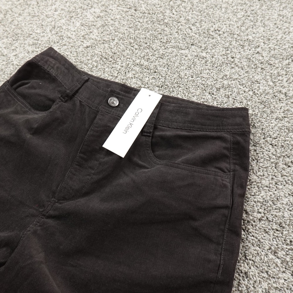 NEW Calvin Klein Pants Womens 28 Brown Corduroy Wide Leg Jeans High Rise Stretch
